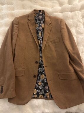 GIANNI FERAUD WOOL BLAZER CAMEL BROWN SIZE US 40